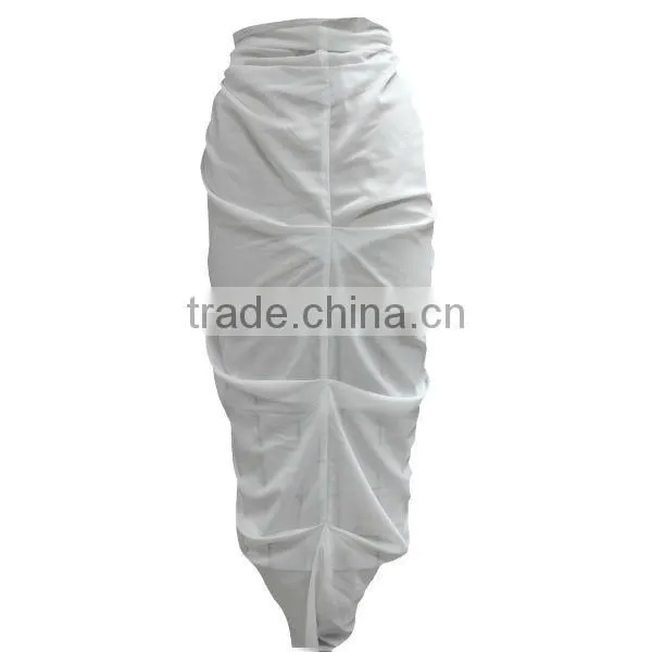 ankle length frill overall chiffon skirt with tie and uneven hem