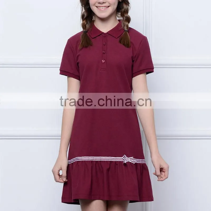 Children's College skirt 2017 summer school girls navy style short sleeved custom dress