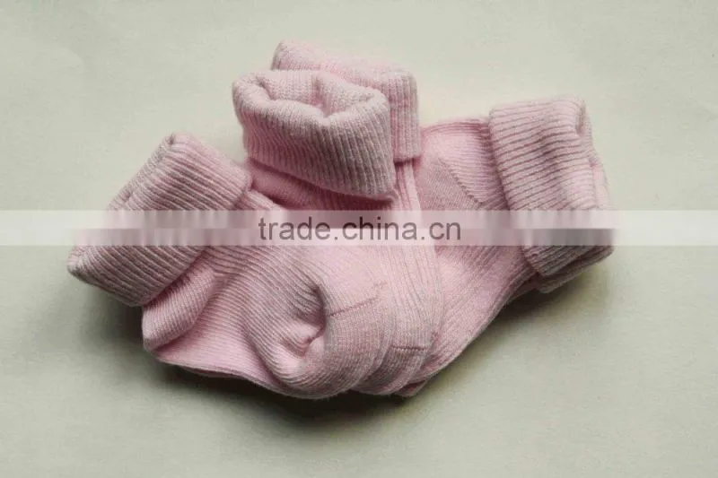 Pure color turn cuff baby socks