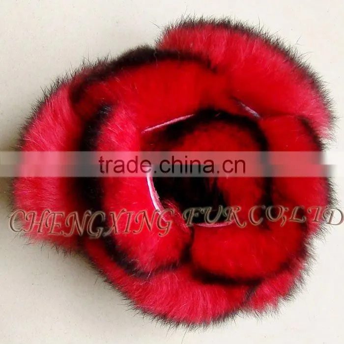 CX-A-38 Genuine Rex Rabbit Fur Hand-made Flower Brooch Pin
