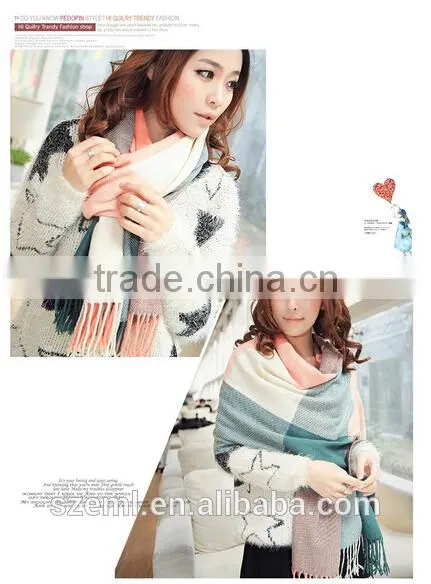 Wholesale checks office ladies scarf/cashmere infinity scarffashion scarf/