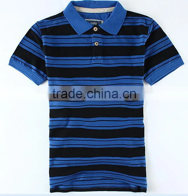 Men's wear striped cotton polo shirt