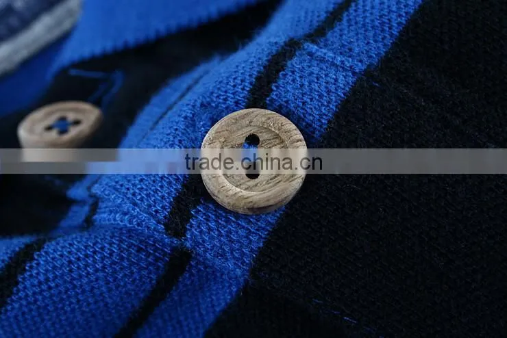Custom Blue black cotton Striped golf apparel for men