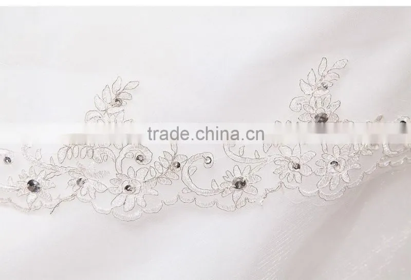 Newest Style Satin And Tulle Appliqued Elegant Ball Gown Simple Wedding Bridal dress