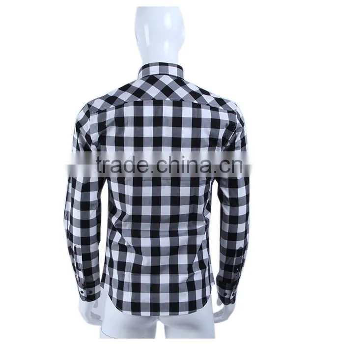 latest new fashion design big checked men dress shirt