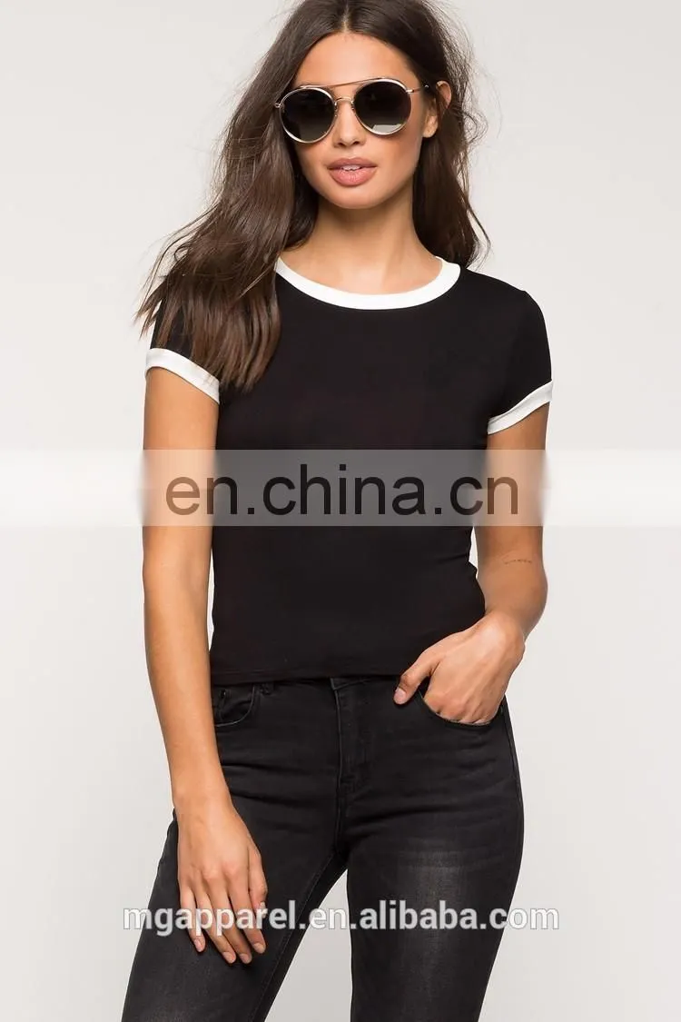 China t shirt manufacturer wholesale plain round blank black t shirt