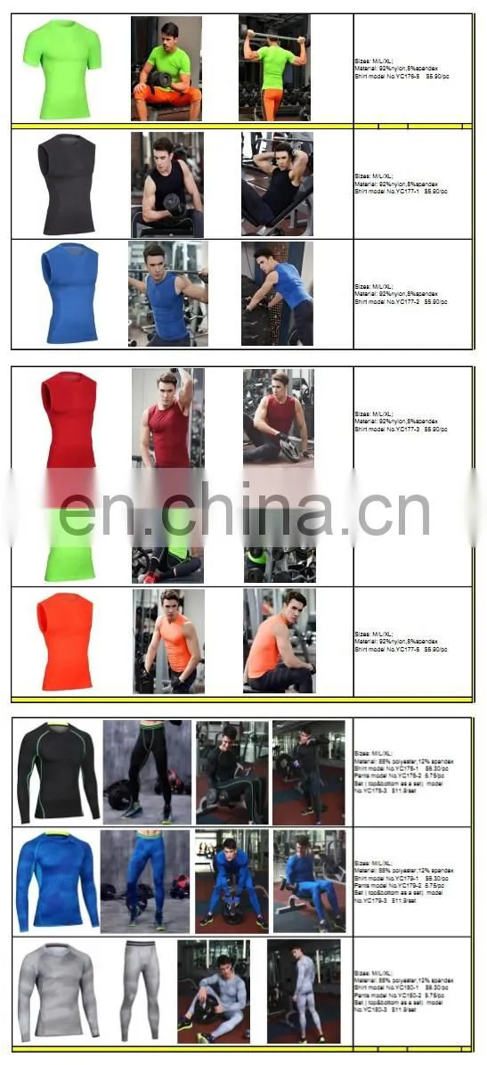 Men's Compression Clothing Gym Wear Base Layer Tights Long Pants Tank Tops T-Shirts
