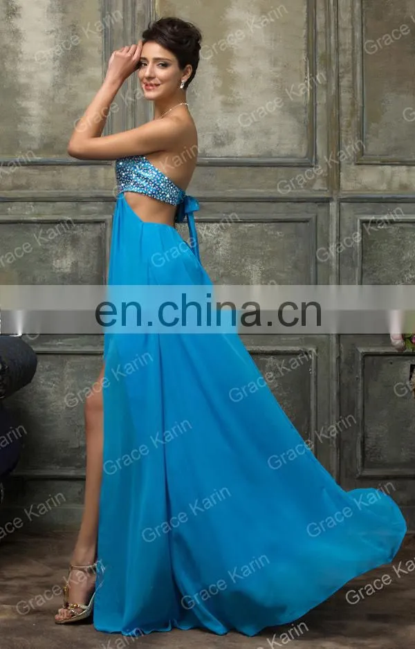 Grace Karin Sexy Beaded Backless Chiffon Ladies Long Evening Party Wear Gowns CL3437-2