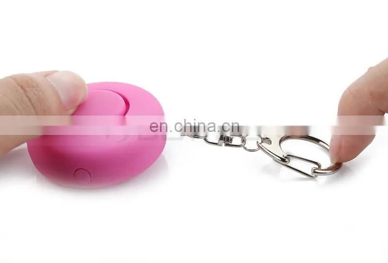 Promotional Gift Round Shaped Mini Keychain Personal Alarm With LED Light