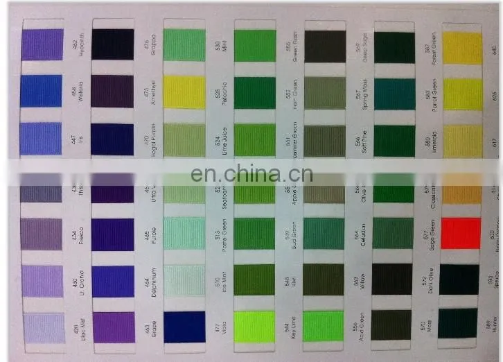 Grossgrain ribbon color chart for garment