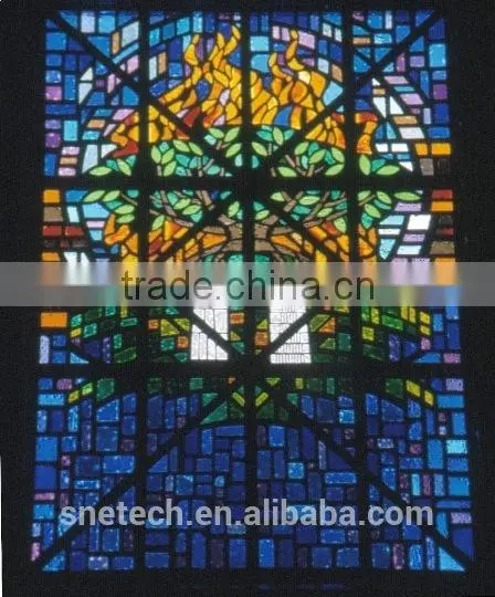tempered facted glass church pattern interior or exterior decoration
