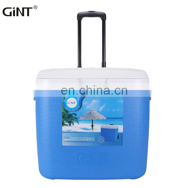 portable modern camping trolley hiking portable beer plastic vaccine cooler drinks camping cooler box with wheels