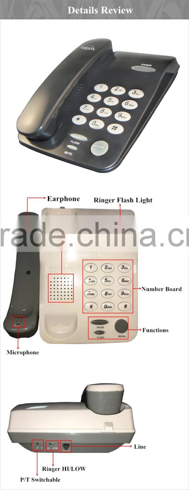 China Supplier Direct Sales Telephone Basic Function Telephone Set For Home And Office