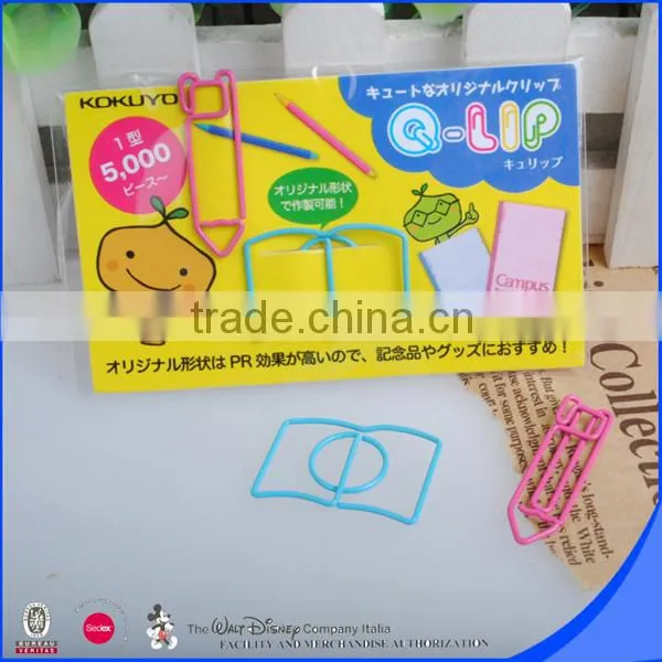 Customized shape metal plastic paper clip gift products