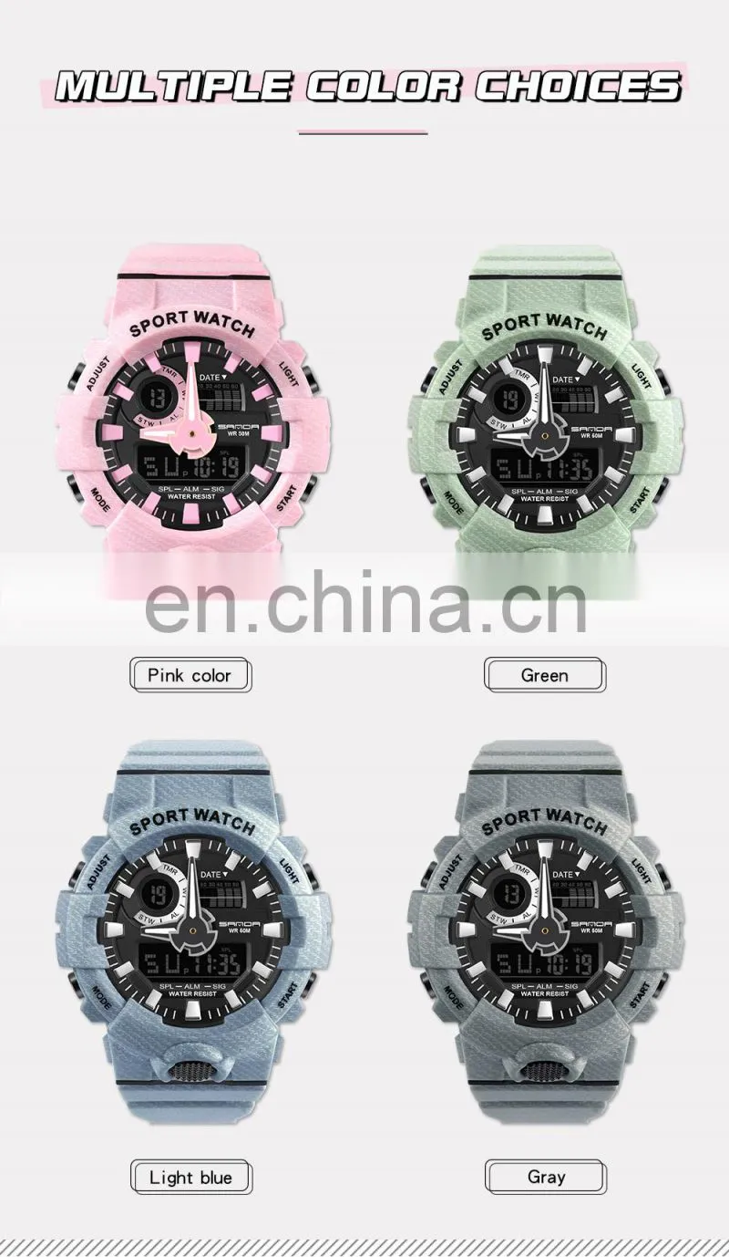 SANDA 3030 Multi-functional ladies brand digital watches alarm waterproof luminous chronograph fashion girls wrist watches