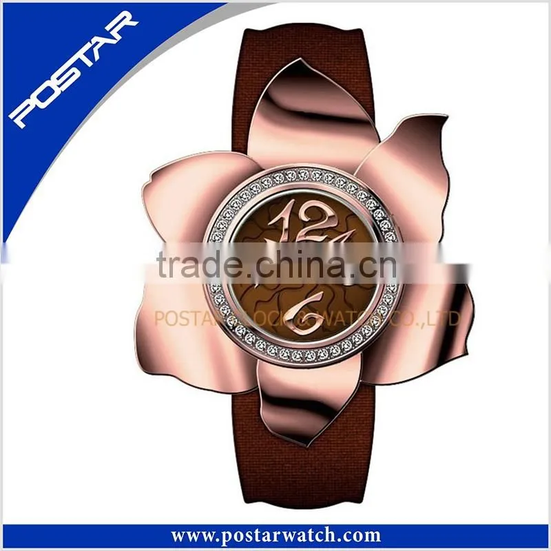 Fashion Ladies Women Flower Shape Rhinestone Jewelry Analog Quartz Wrist Watch