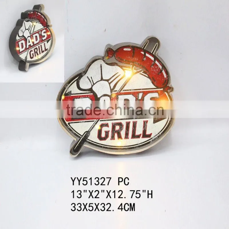 Car club vintage embossed LED tin sign for wall decor, factory metal wall plaque