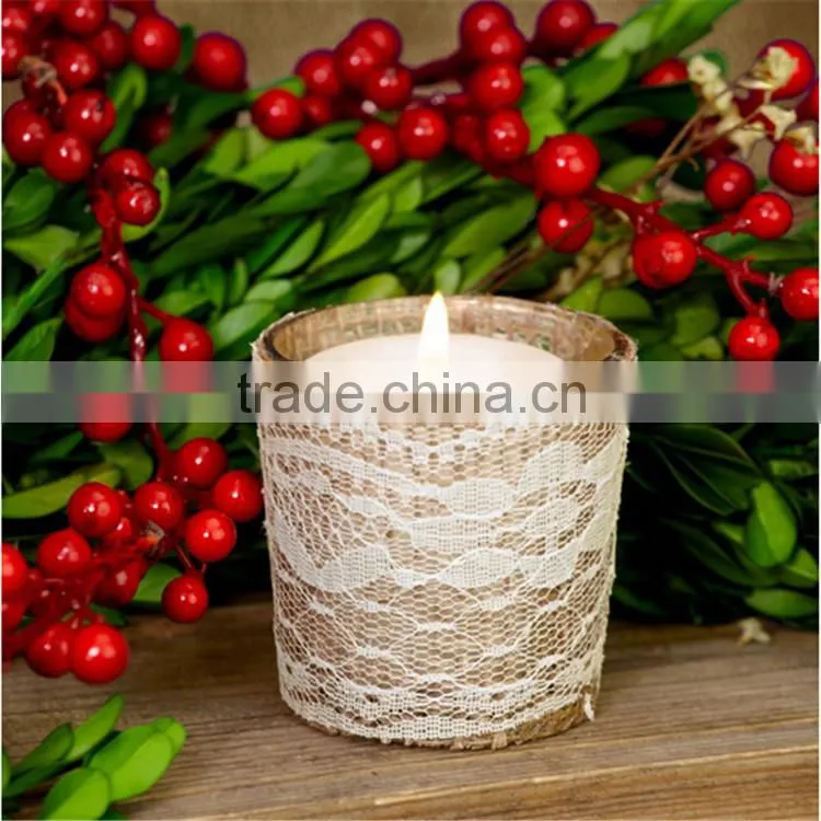 Votive Holder Cups Burlap /Burlap Mason Jar Vase / Glass Bowl For Bar
