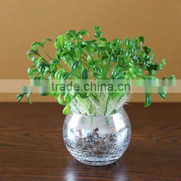 Crackle Mirror Ivy Bowl Silver / Glass Candle Holder / Glass Vase For Flower / Wedding & Home Decor