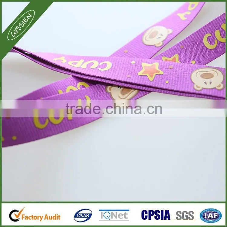 Purple/custom 2014 poly/nylon gift custom lanyard,retractable rhinestone lanyard with id badge holder