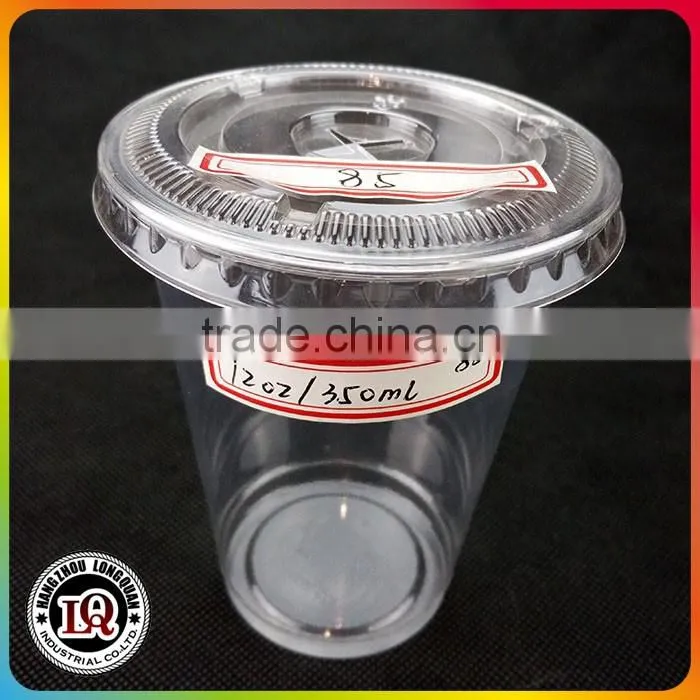 12oz 350ml Plastic Cup with Flat Lid