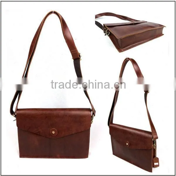 Vintage messenger bag for men coffee small leather messenger bag