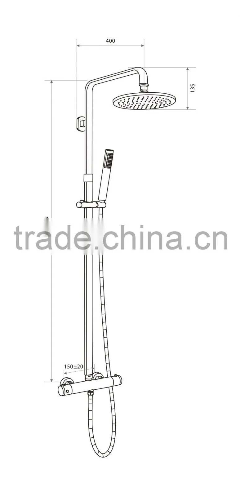 Brass shower mixer cold hot water
