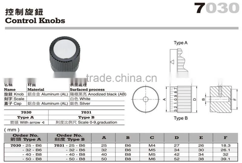 For Labeling Machines and Machinery Aluminum Potentiometer Control Knob