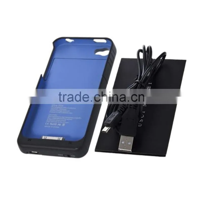 1900mAh External Backup Battery Charger Case Replacement Repair Parts Blue For iPhone 4 /4S Wholesale