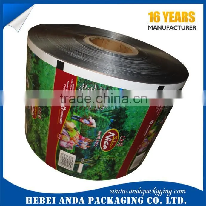 Aluminum coffee bag/small coffee packing stick plastic film rolls/mini coffee packing sachet