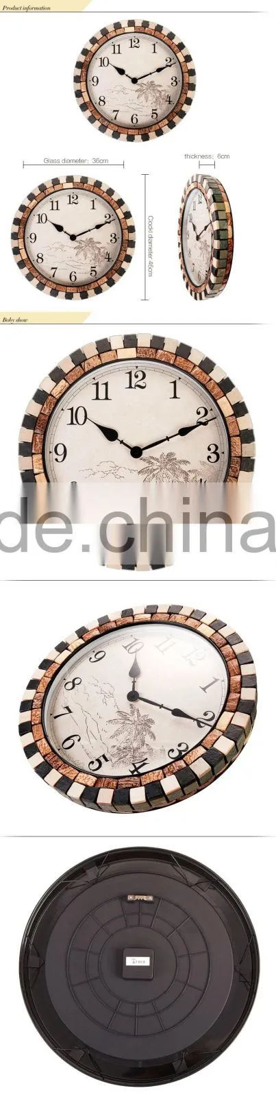 Natural Coconut Shell Mosaic Specialty Digital Prayer Time Clock