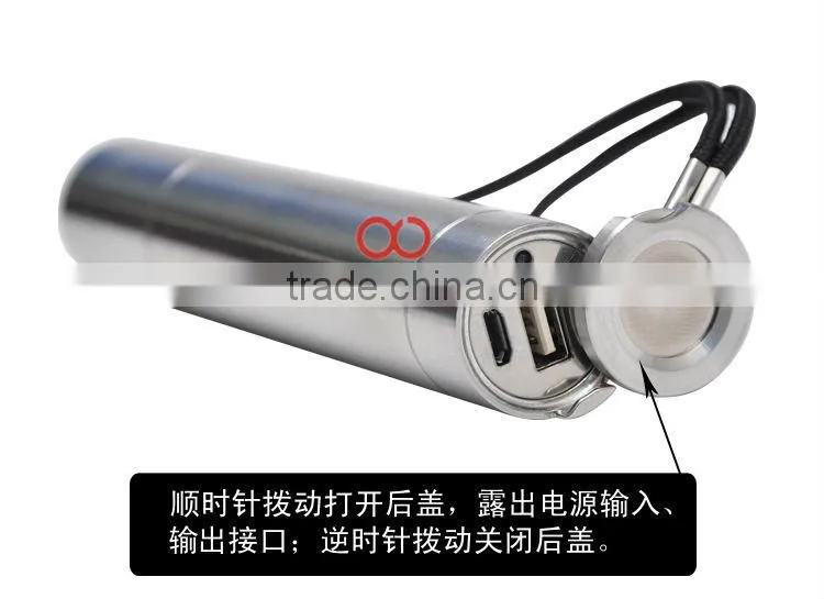 Manufactory sell charger with America Q5 lamp flashlights mobile power bank