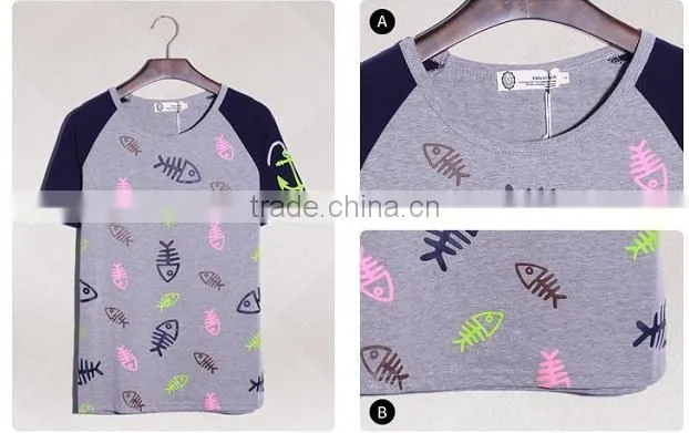 2014 the latest fashionable fishbone pattern t-shirt for lovers