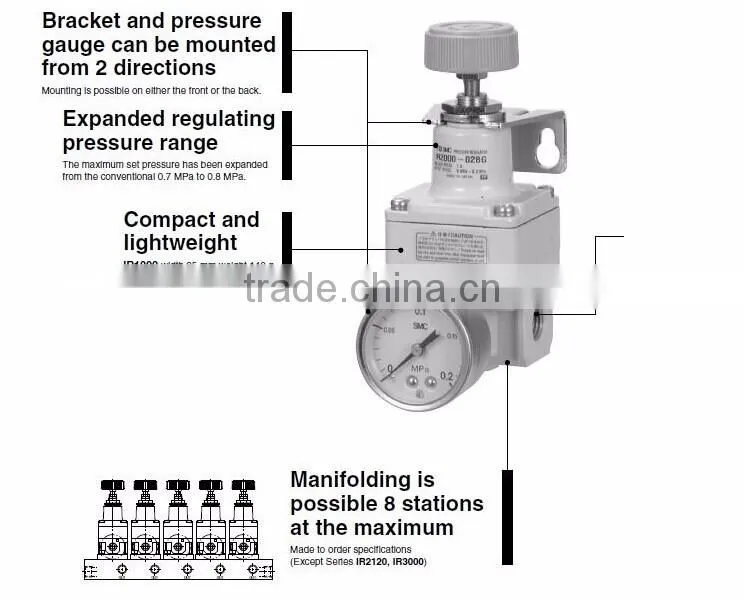 IR2000 SMC 1/4 inch air regulator precision