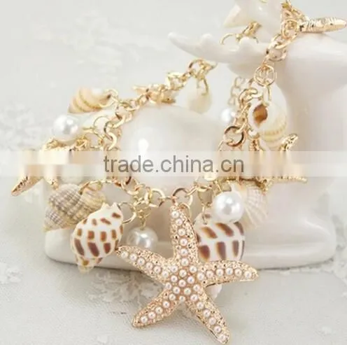 >>hot selling sea beach jewelry starfish bracelet/