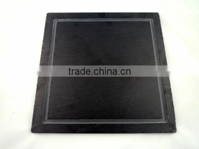 grooved slate square charger plates