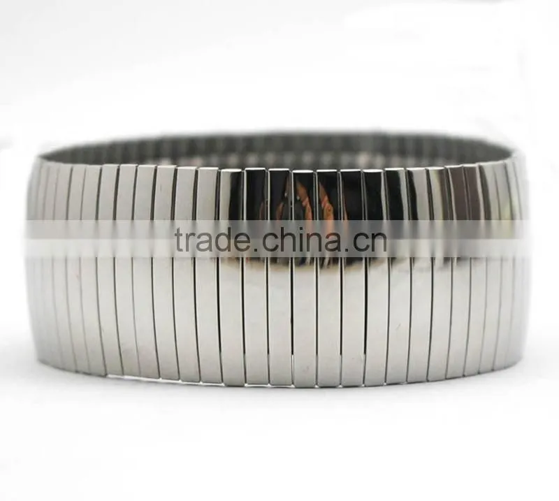High Polished Silver Stretchy Claw Chain Elastic Stainless Steel Bracelet