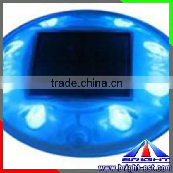 Yellow/Green/Blue/ White/Red Flashing light 8 leds traffic round solar road stud