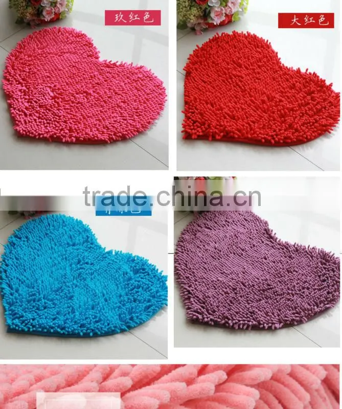 polyester long pile bathroom floor mat with anti slip base