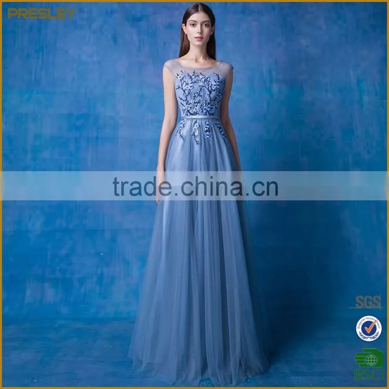 Presley oem custom made sleeveless lace dress light blue women wedding dress