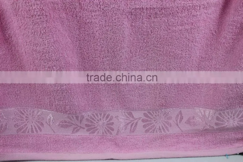 china wholesale market cotton solid color and jacquard border bath towels on sale