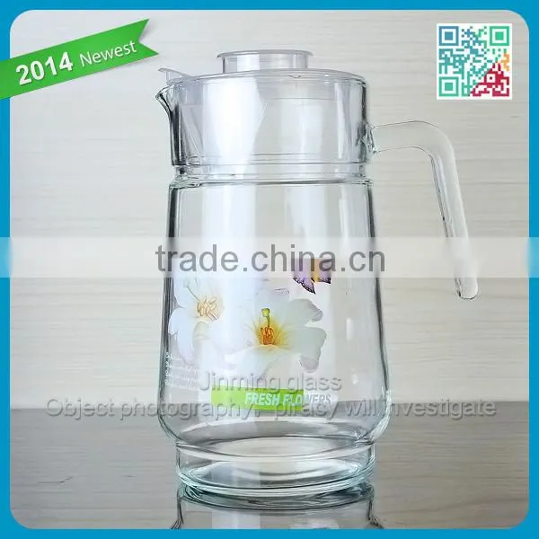Machine Made 1.6L Glass Juice Pitcher Home Use Large Capacity Glass Juice Pitchers