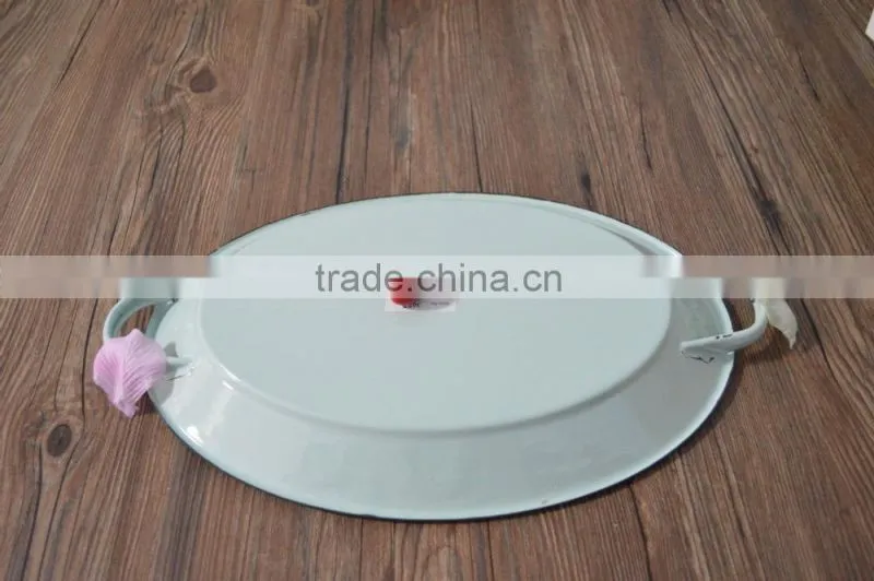 Oval logo cusomized party fruit enamel tray