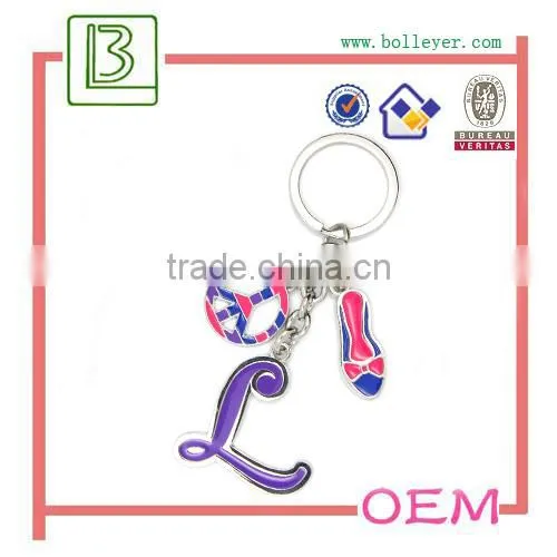 letter number metal keychain
