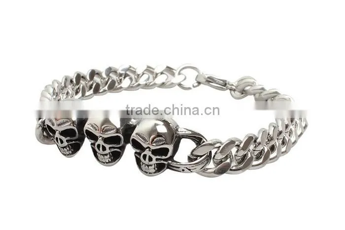 Kindy jewelry JCB0236 vintage punk style stainless steel north skull bracelet for men