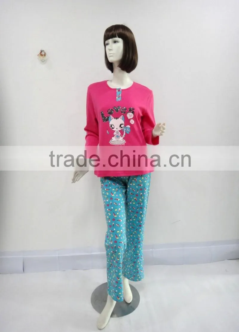 Exclusive custom cute cat warm pajamas women