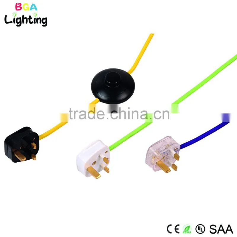 90 degree power cord plug with braided wire VDE