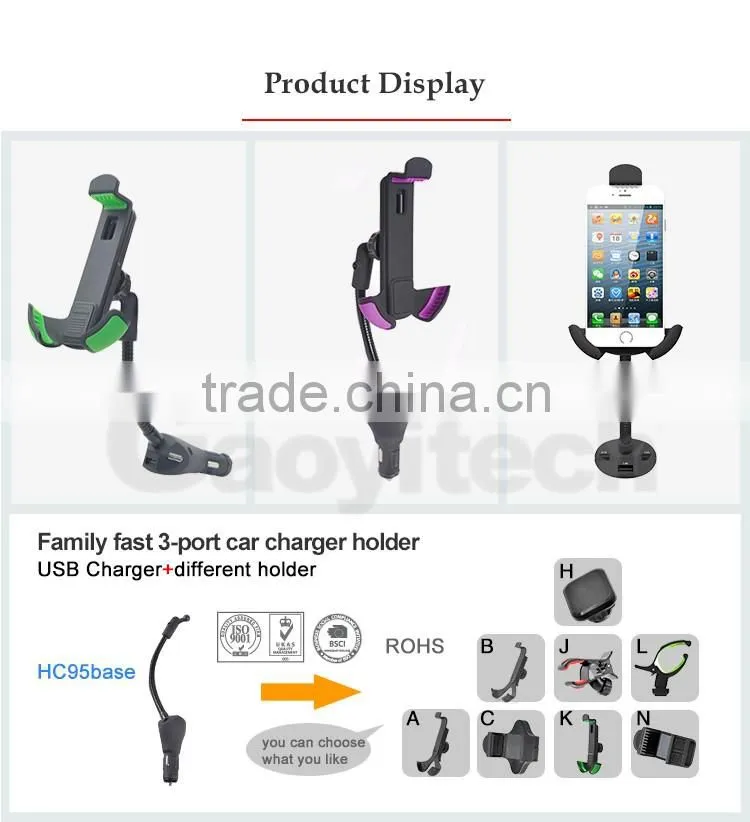 2016 hot selling promotional 3 port usb car charger