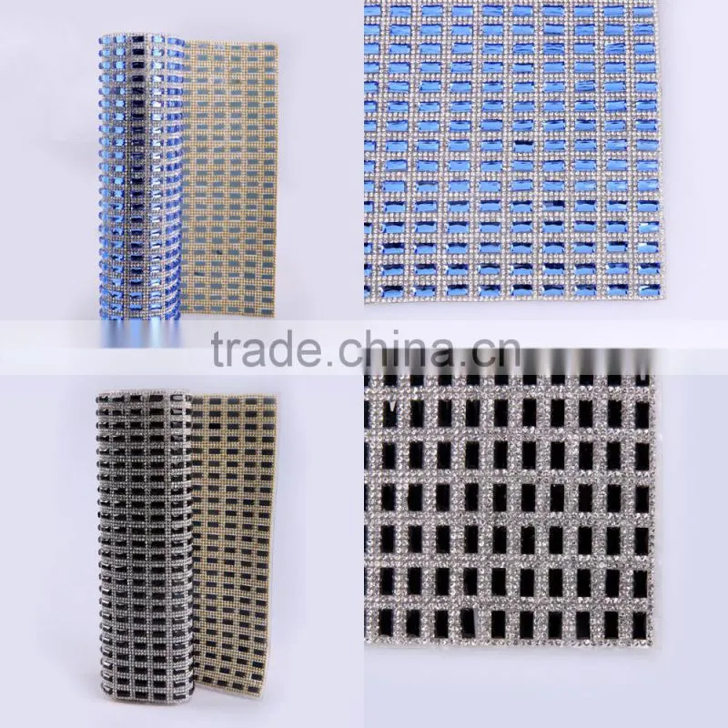 Cheap 24cm*40cm square glass round stone rhinestone sheets for wedding decorations