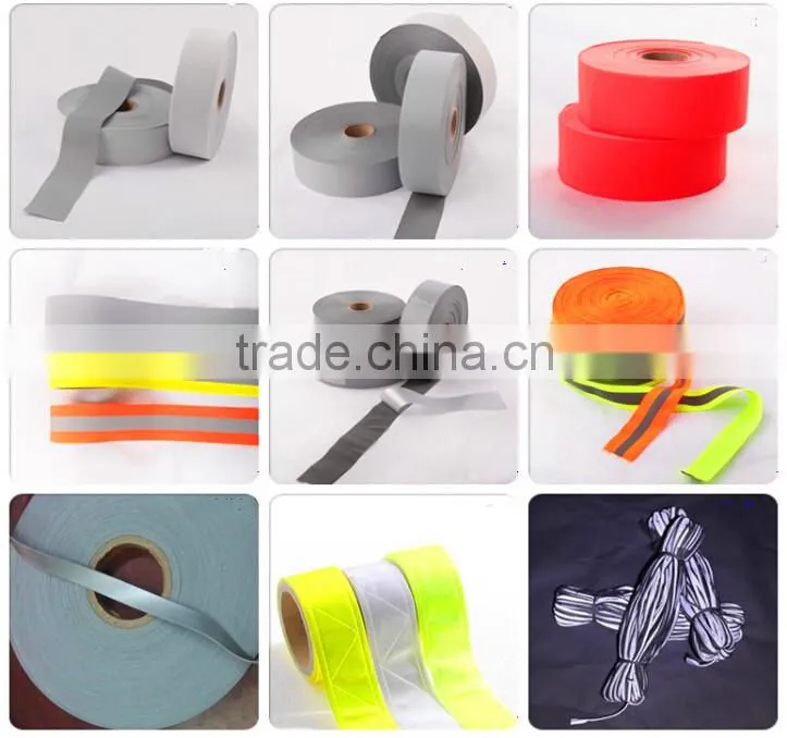polyester colorful reflective strips lime green reflective tape for Leisure clothes bags